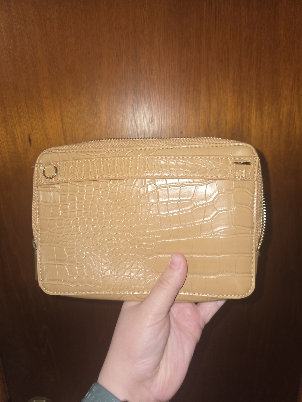 Neutral Croc-Embossed Zip Wallet - Picture 3 of 4